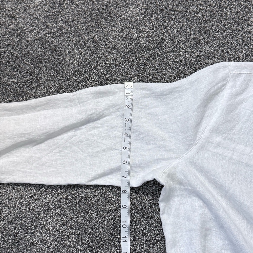 Calypso St. Barth White Button-Up Linen Tunic with Leaf Detail - Picture 13 of 14